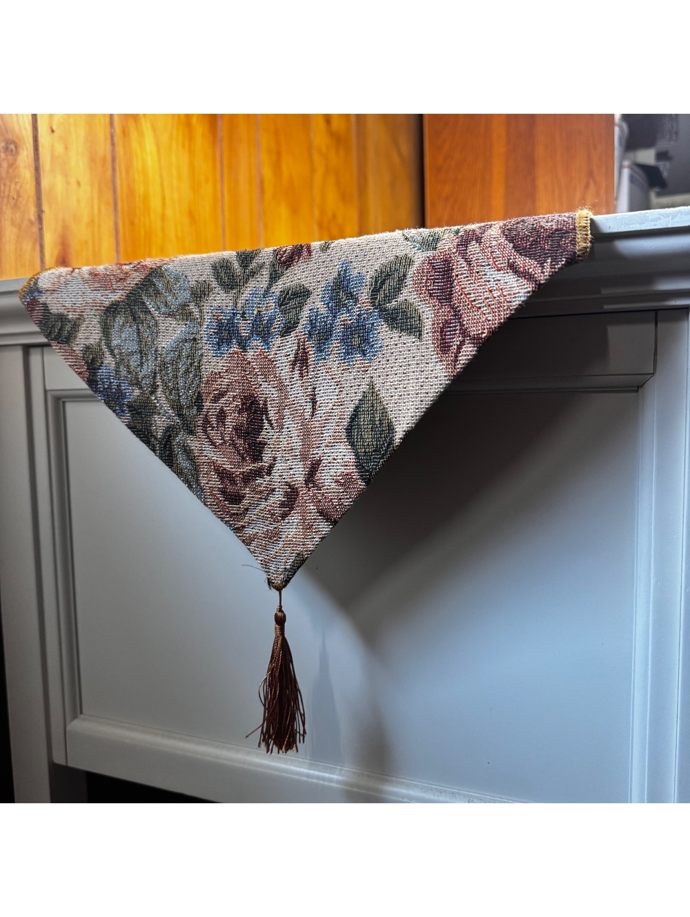 Vintage Floral Tapestry Table Runner 50 x 12.5 Rose Cottagecore Mantel Scarf - Picture 2 of 9